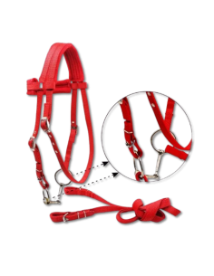 CABEZADA NYLON C/CABESTRERO Y HERRAJES NIQUELADOS M ROJA (*)  $