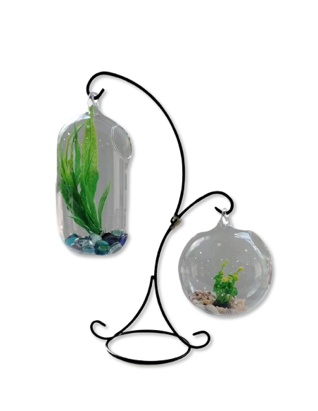 PECERA MINI  DE VIDRIO P/ ESCRIT. C/SOPORTE DE HIERRO MOD. E (*)   $                                                    