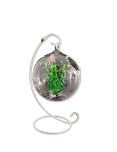 PECERA MINI  DE VIDRIO P/ ESCRIT. SOPORTE DE HIERRO  MOD. BLAN.  G   (*)  $                                             