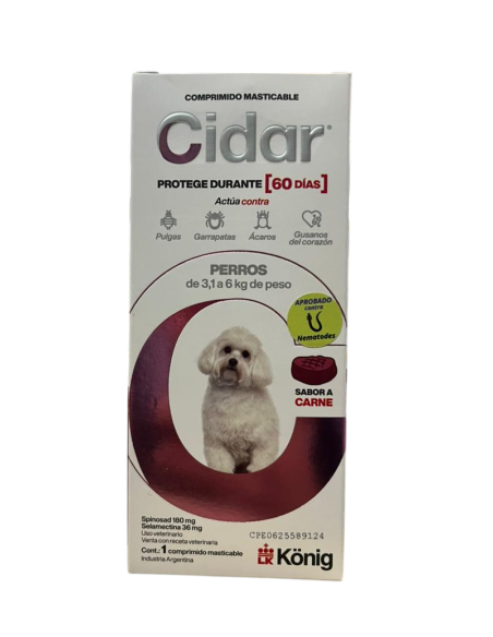 CIDAR COMPRIMIDO PERRO  3.1 -6 KG  (E)