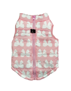 CHALECO P/MASCOTAS  ROSA -LAZOS BLANCOS TALLA M  (*)  $