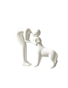 ADORNO MINIMALISTA DE INTERACCION  HOMBRE Y MASCOTA COLOR BLANCO     (*)  $